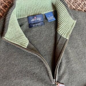 🍀 Allen Solly 100% Cashmere 🍀Men's Green Zip-Up Sweater